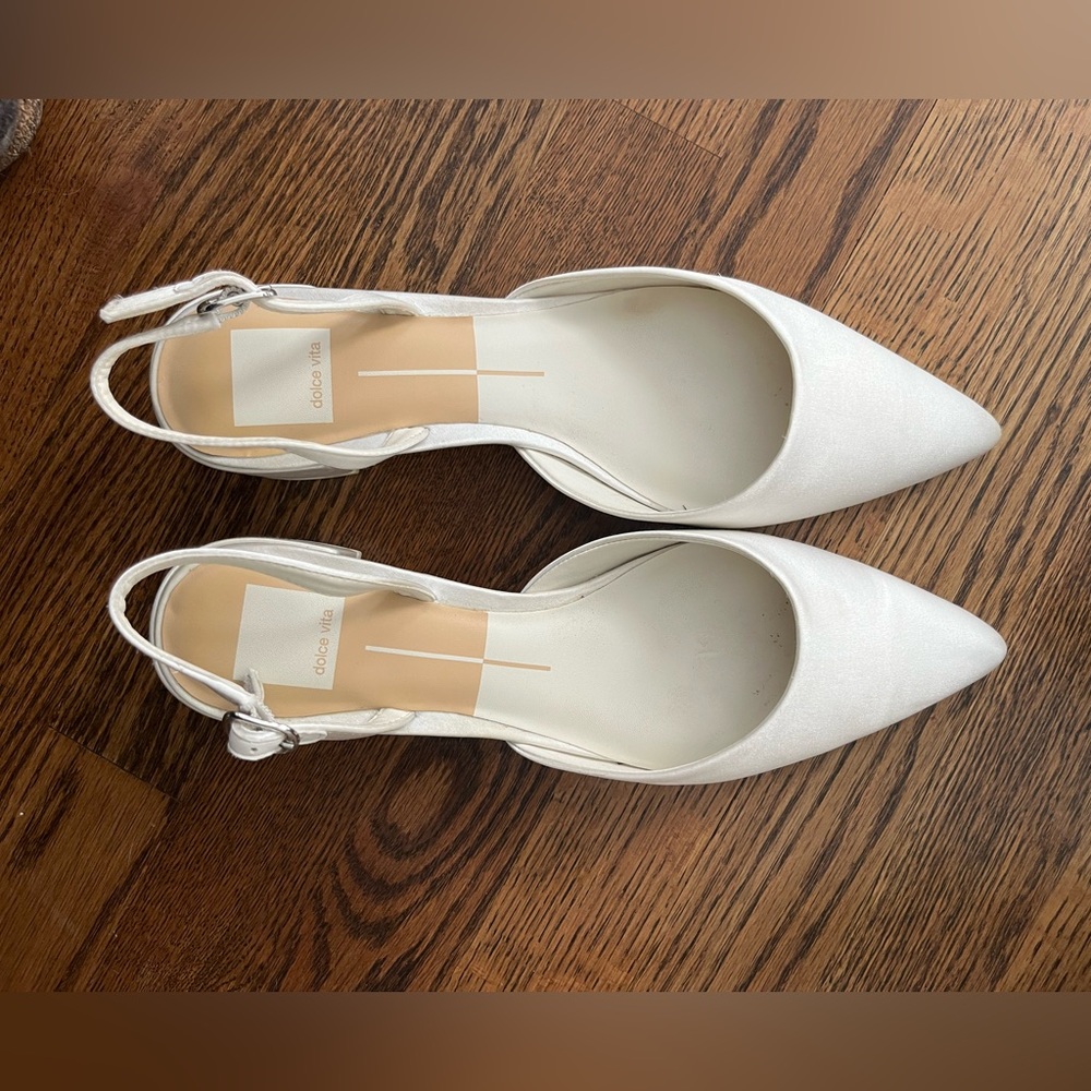 Dolce Vita White Pointed Slingback Heels